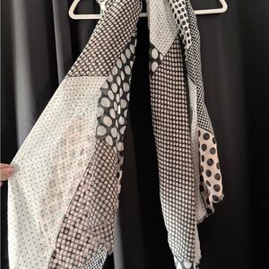 Charming Charlie Black, White & Blush Polka Dot Lightweight Scarf